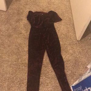 Charlotte Russe Red Velvet Pants Romper